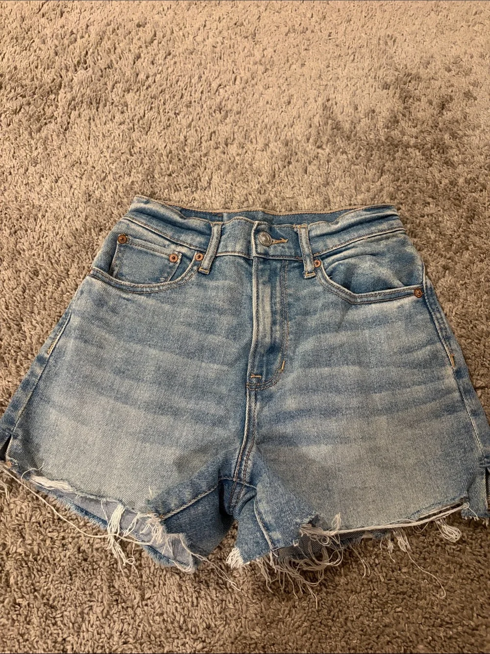 American Eagle Outfitters Light Blue High-Rise Denim Cutoff Shorts